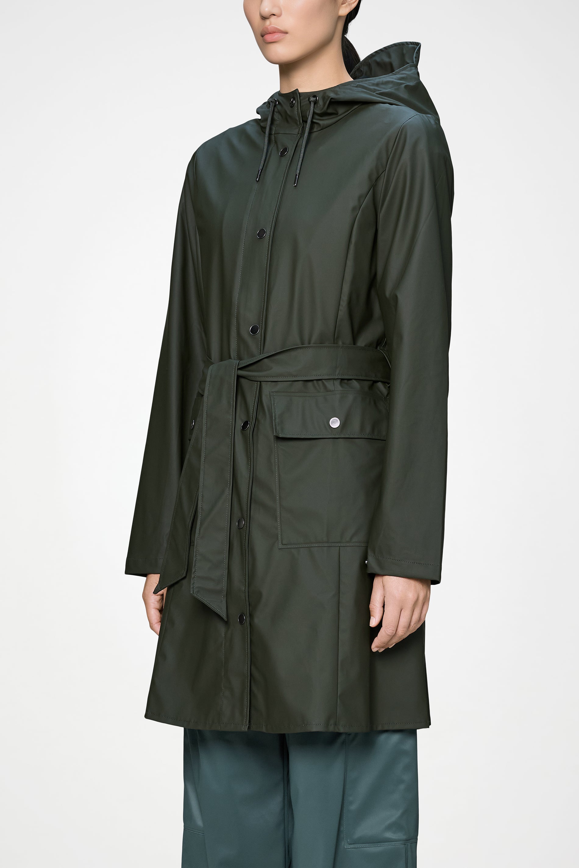RAINS Curve Long Jacket
Green Jacket