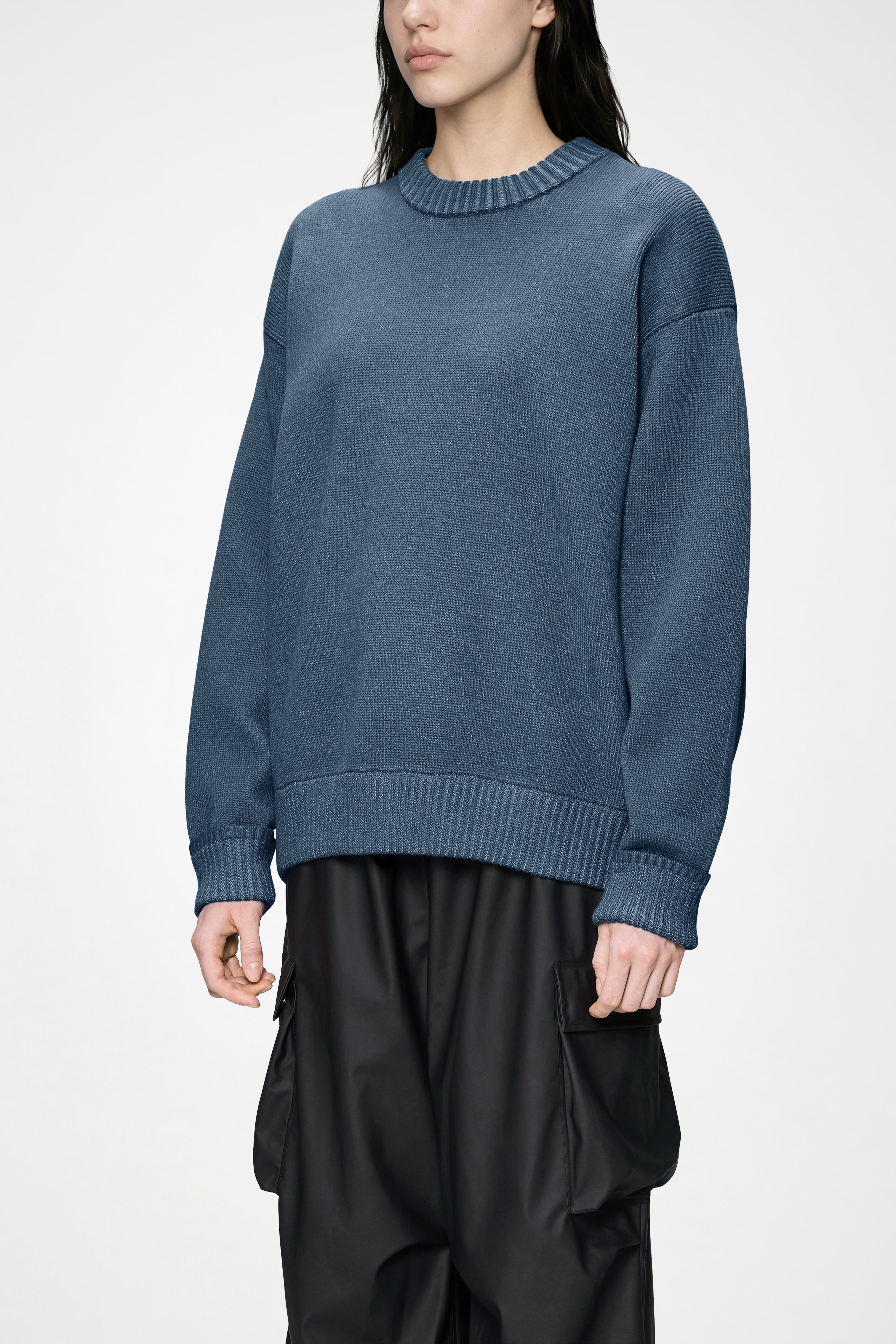 RAINS Sowa Knit Crew Neck Blue Dusk / Breeze Long Sleeve