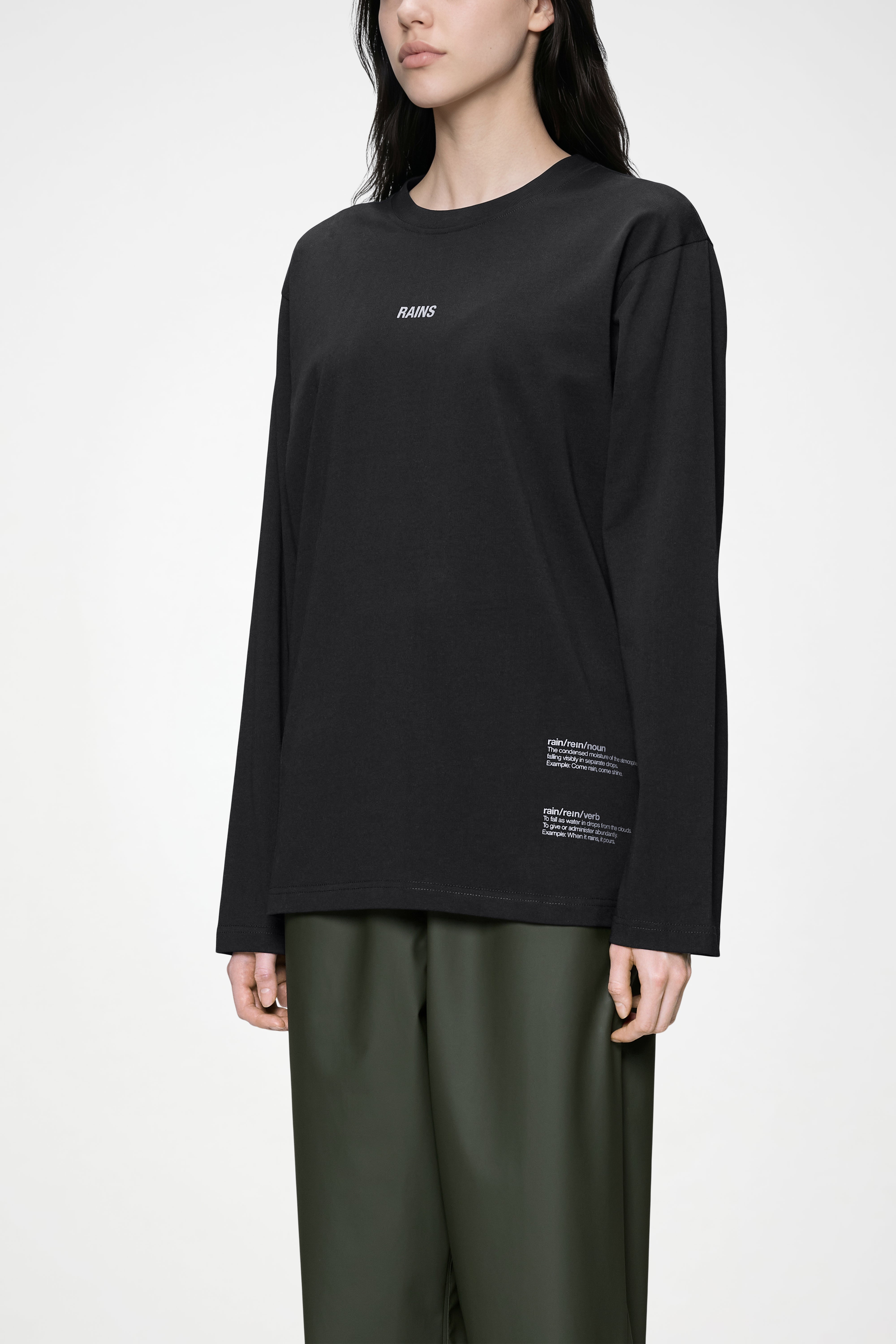 RAINS Classic Long Sleeve T-shirt Rains Black Long Sleeve