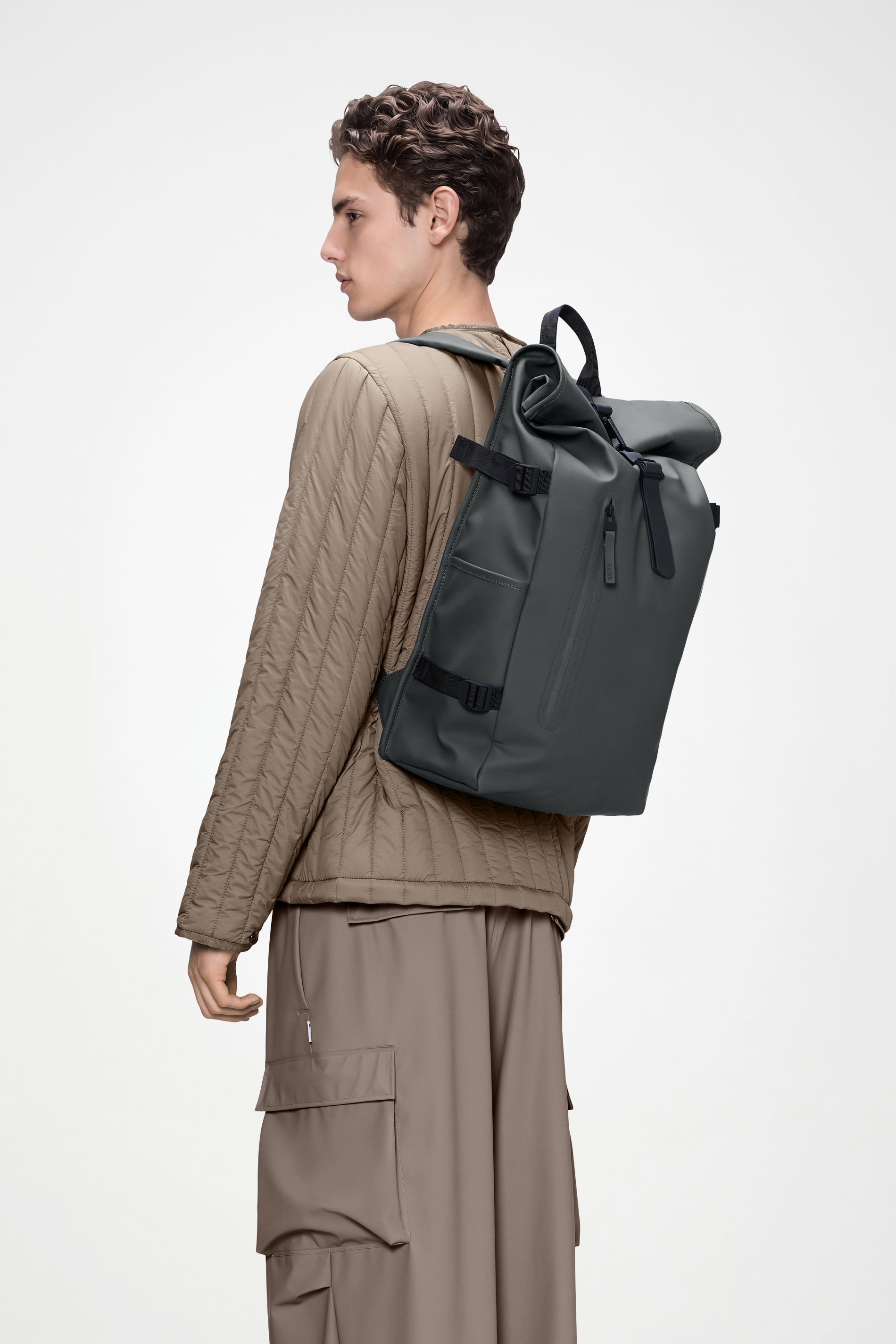 RAINS Rolltop Rucksack Large Dark Grey 28L H63 x D14 x W32 cm Backpack