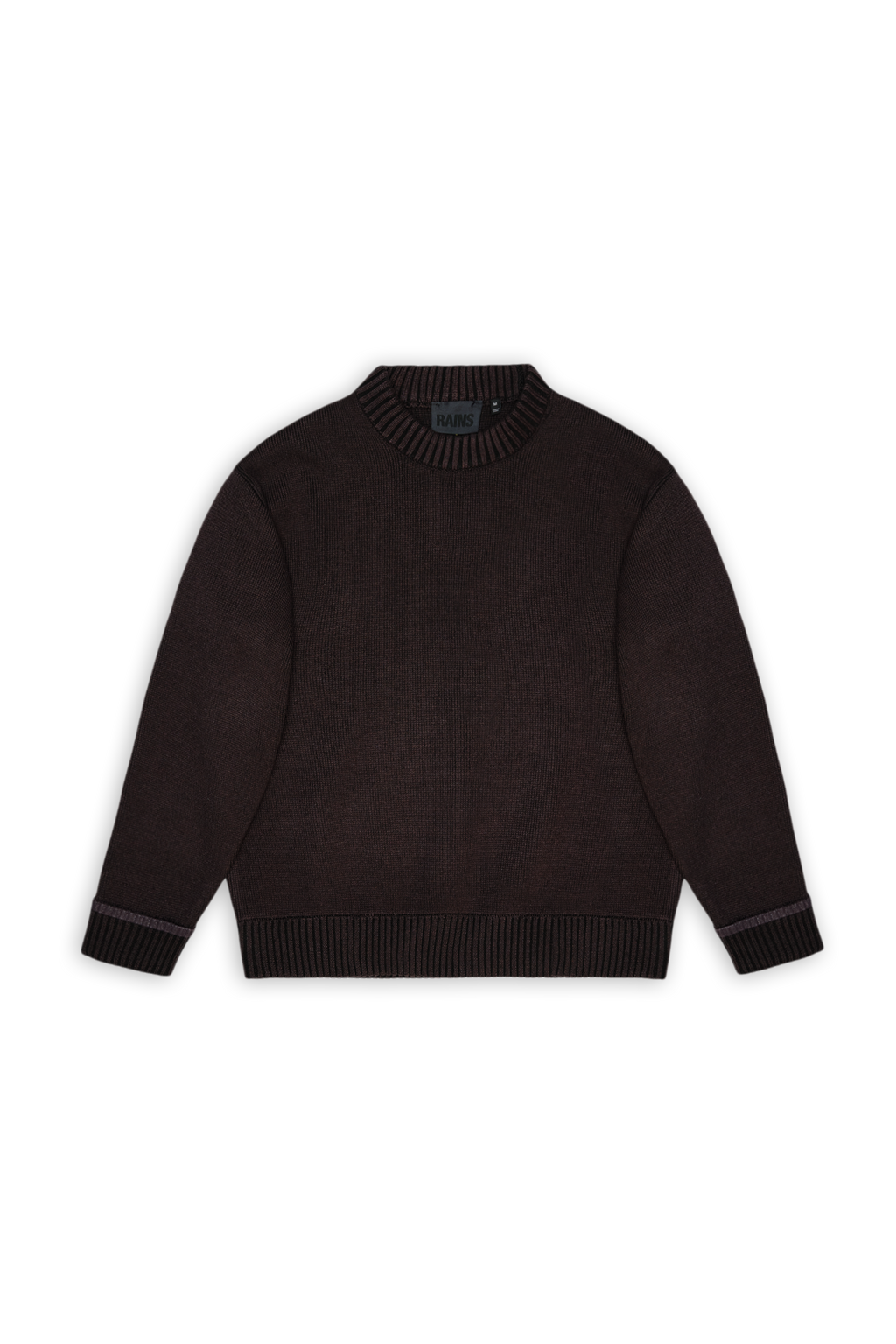 Rains® Sowa Knit Crew Neck in Bark / Black for $175 | 2-Year Warranty